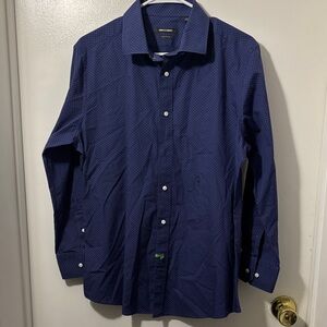 18.5 Inches PTP Elegant Blue Men's Casual Button Down Shirt